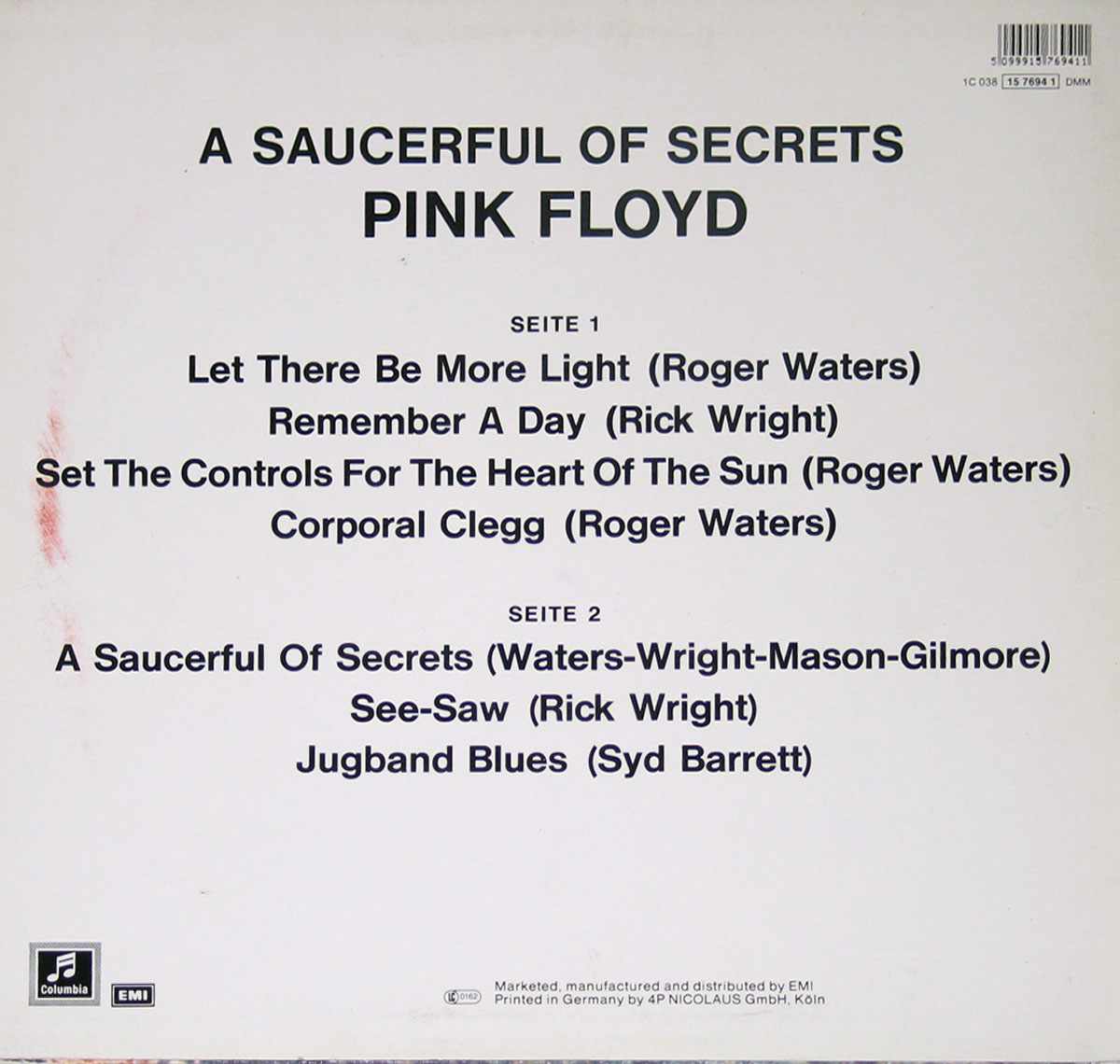 High Resolution Photo #2 PINK FLOYD Saucerful Secrets EEC Germany6 
